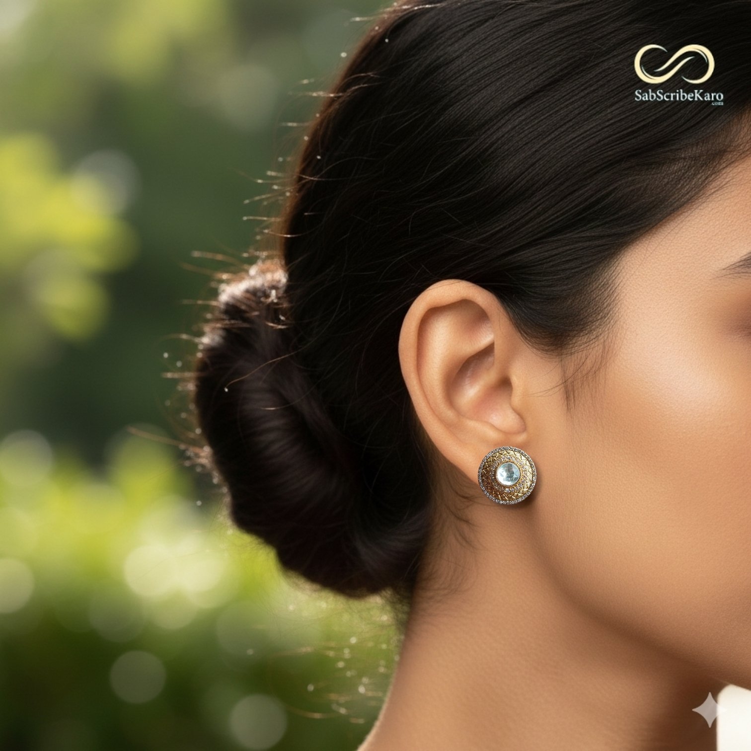 Elegant Polki Moissanite Stud Earrings - Image 2